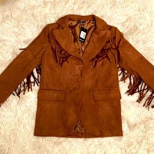 Faux suede fringe festival jacket new with tags